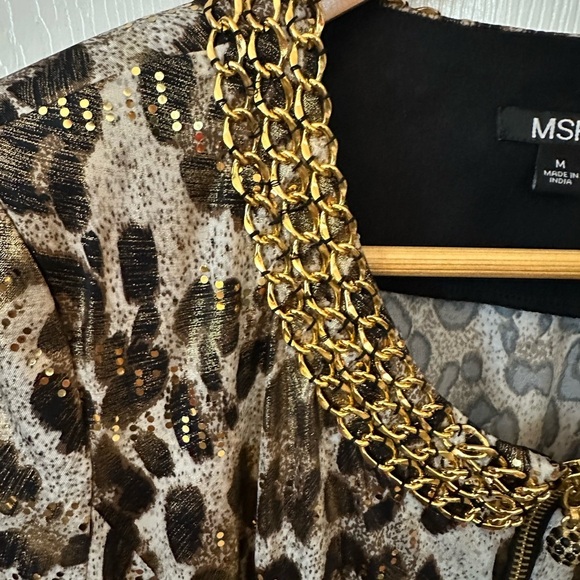 MSK Animal Print Blazer with Gold Chain Detail - Picture 2 of 6